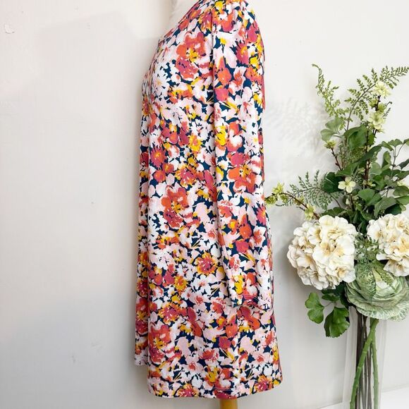 LANDS’ END dress | floral casual knit | bright | long sleeves | knee length | me - Picture 3 of 8